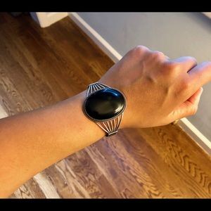 Sterling silver and black onyx cuff bracelet